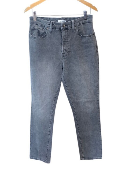 Good American Denim - Good American High Rise Slim Straight Faded Black Jeans 29
